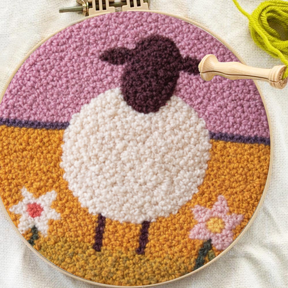 Hübsches Schaf-Punch-Needle-Set – DIY-Tierdesign | Wanddekoration - image 9