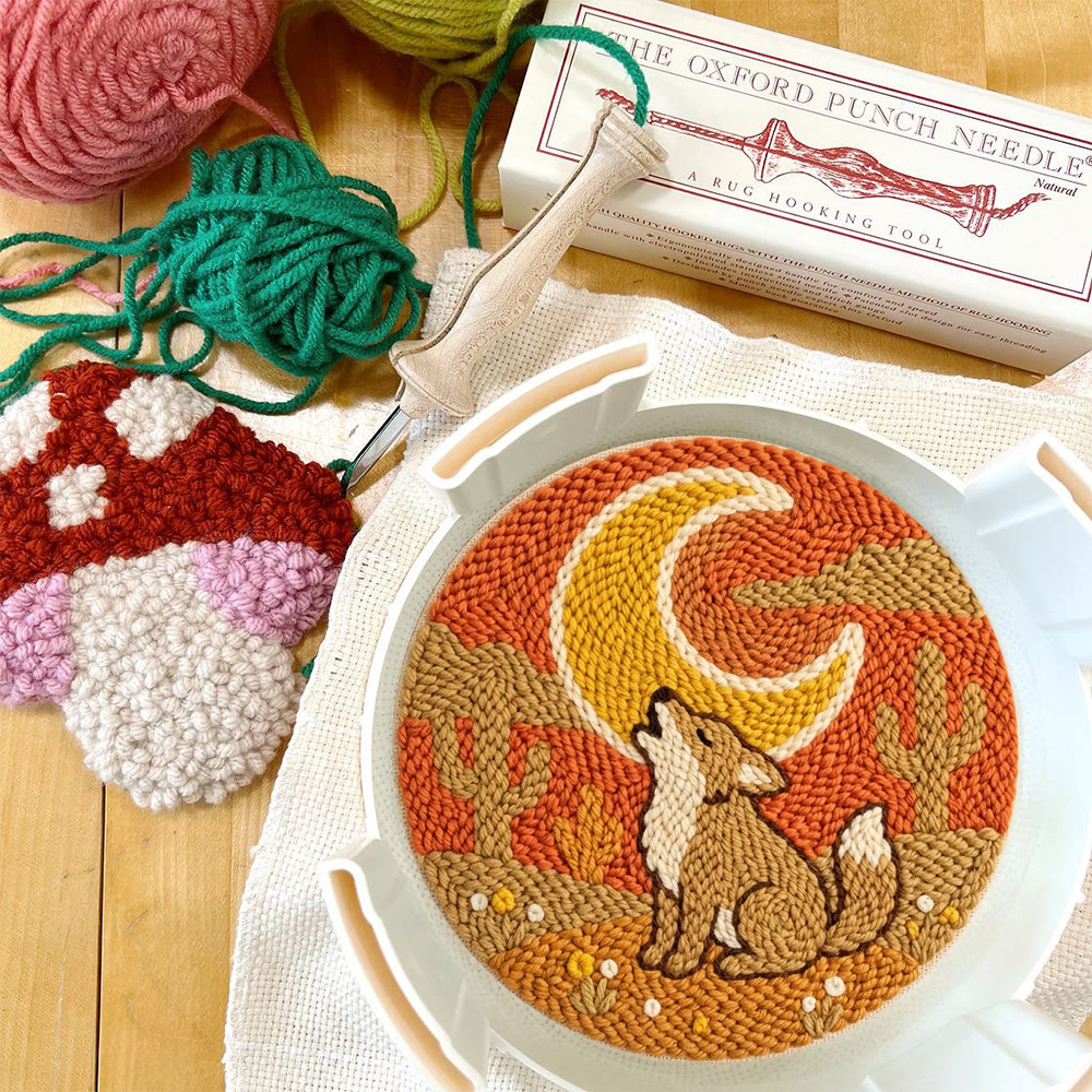 Heulender Wolf unter dem Mond – Punch-Needle-Set – Boho-Stil Nähprojekt | Anfängerfreundliche Tierstickerei - image 10