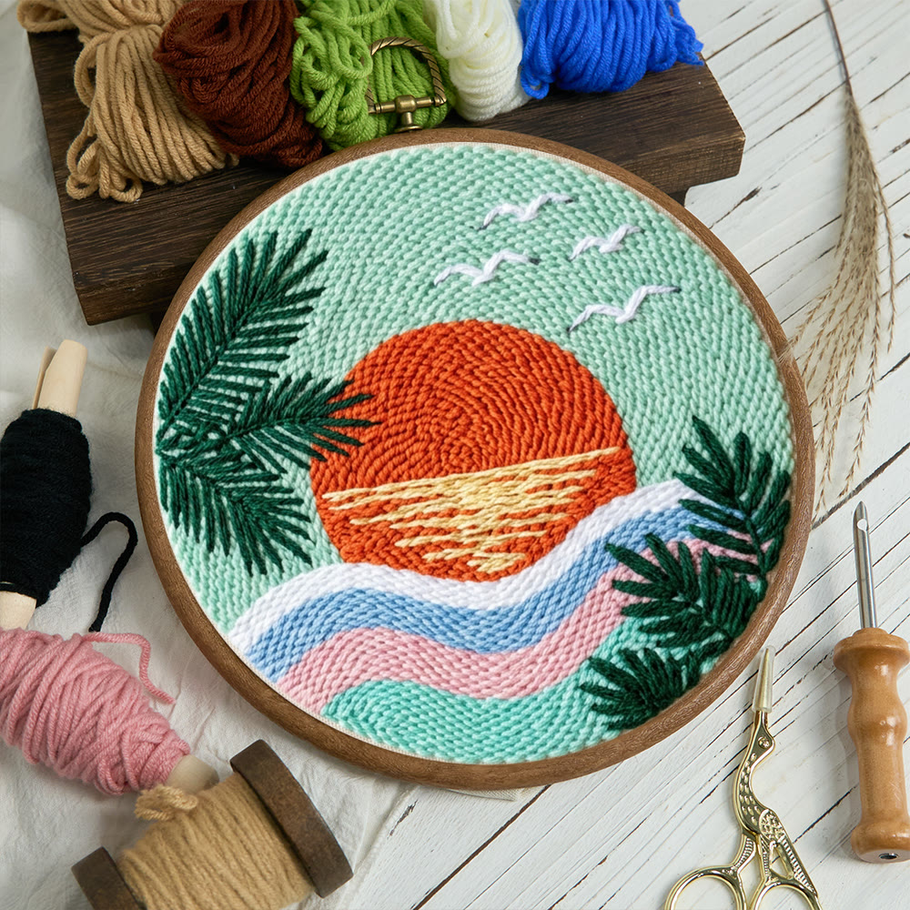 Vibrant Sunset Punch Needle Kit - Summer Landscape Art | Handmade Gift Idea - image 10