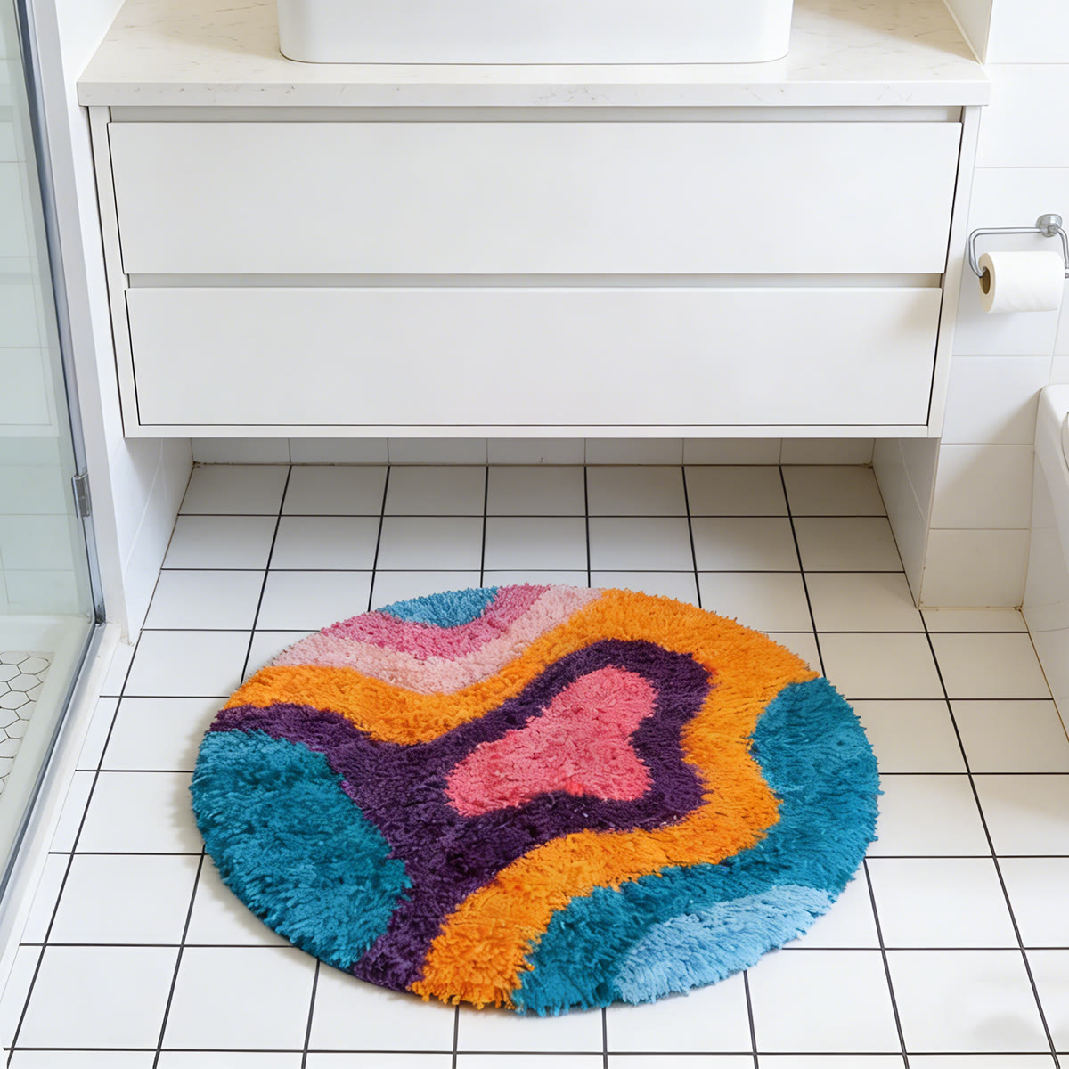 Rubbyoo Knüpfteppich-Set – Psychedelisches Design | Farbenfrohe Handarbeit | Dekorative Fußmatte - image 4