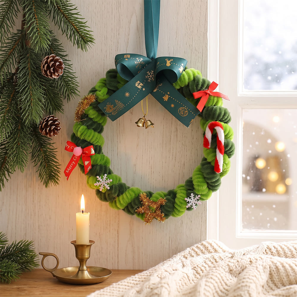 Rubbyoo Wunderschöner Weihnachtsbaumschmuck – DIY-Weihnachtsdeko aus Pfeifenreinigern | Gemütliche, festliche Wohnaccessoires - Kranz - image 3