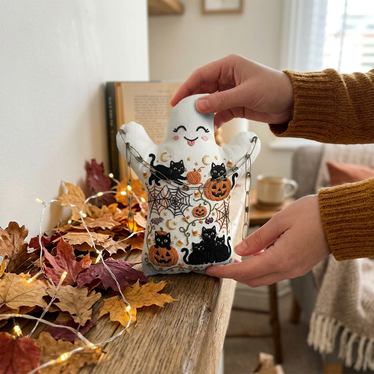 Rubbyoo Geister-Stickset – Freche Kätzchen mit Kürbislaterne | Handgemachtes Einzugsgeschenk | Halloween-Wanddeko fürs Kinderzimmer - image 5