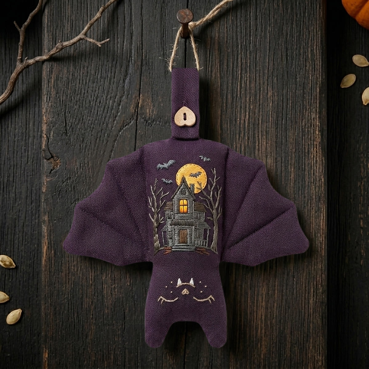Rubbyoo Fledermaus-Stickset – Spukschloss | Dark Academia Fledermausporträt mit botanischen Akzenten | Halloween-Wanddekoration - image 6