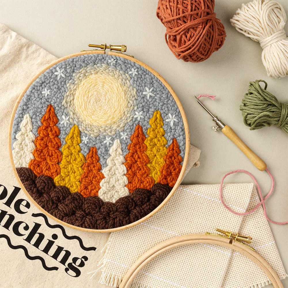 Goldener Wald Punch Needle Set – DIY-Kunsthandwerk | Perfekte Wanddekoration - image 10