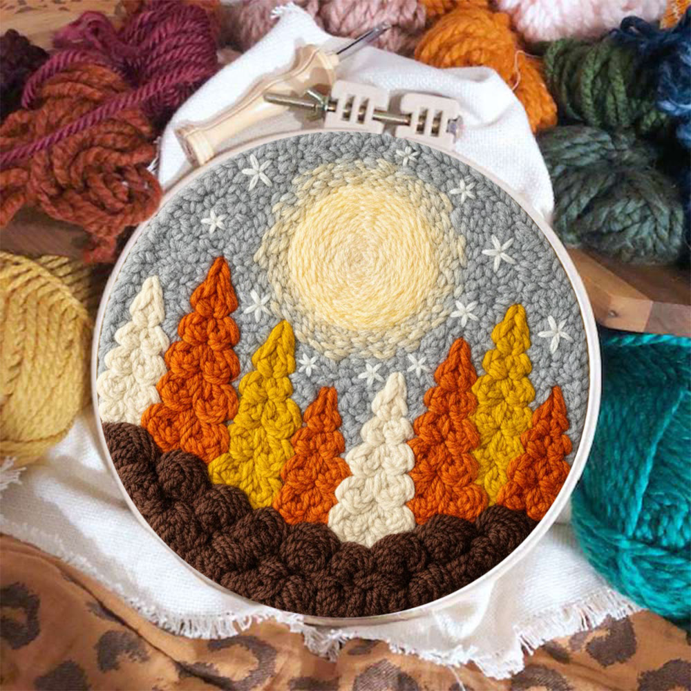 Goldener Wald Punch Needle Set – DIY-Kunsthandwerk | Perfekte Wanddekoration - image 4