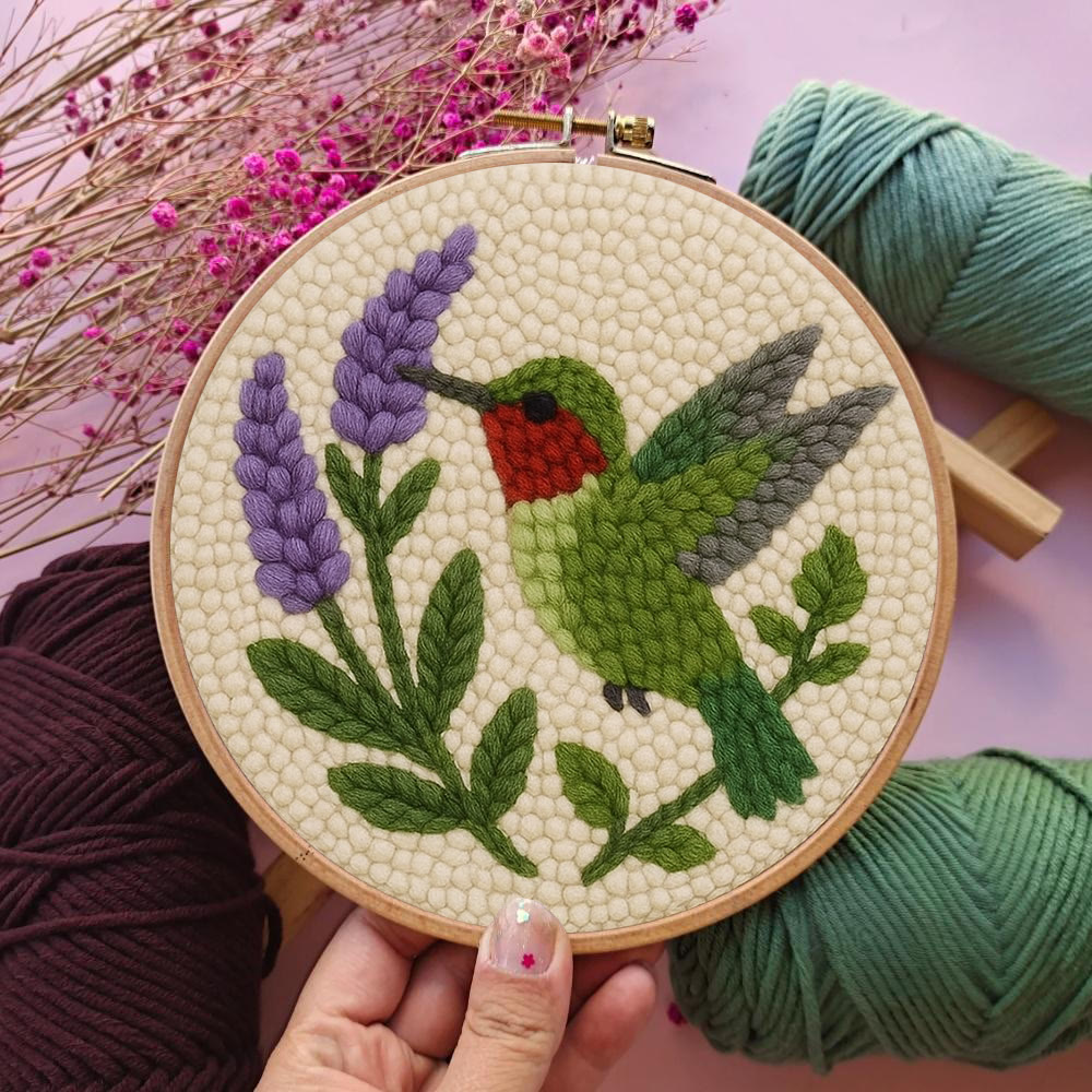 Lavendel-Kolibri-Punch-Needle-Set – Schönes Vogel-Handwerk | Geschenk für Vogelliebhaber - image 3
