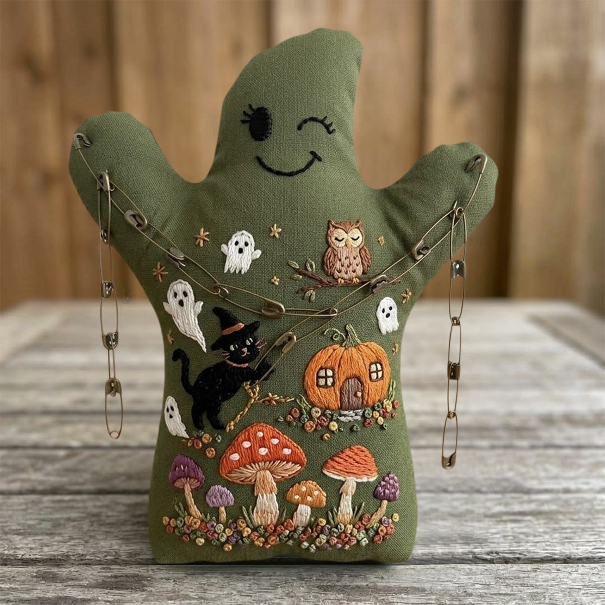 Rubbyoo Geister-Stickset – Verzaubertes Kürbishäuschen | Ideales Halloween-Geschenk für Kinder | Bastelidee: Schwarze Katze mit Hexenhut - image 5