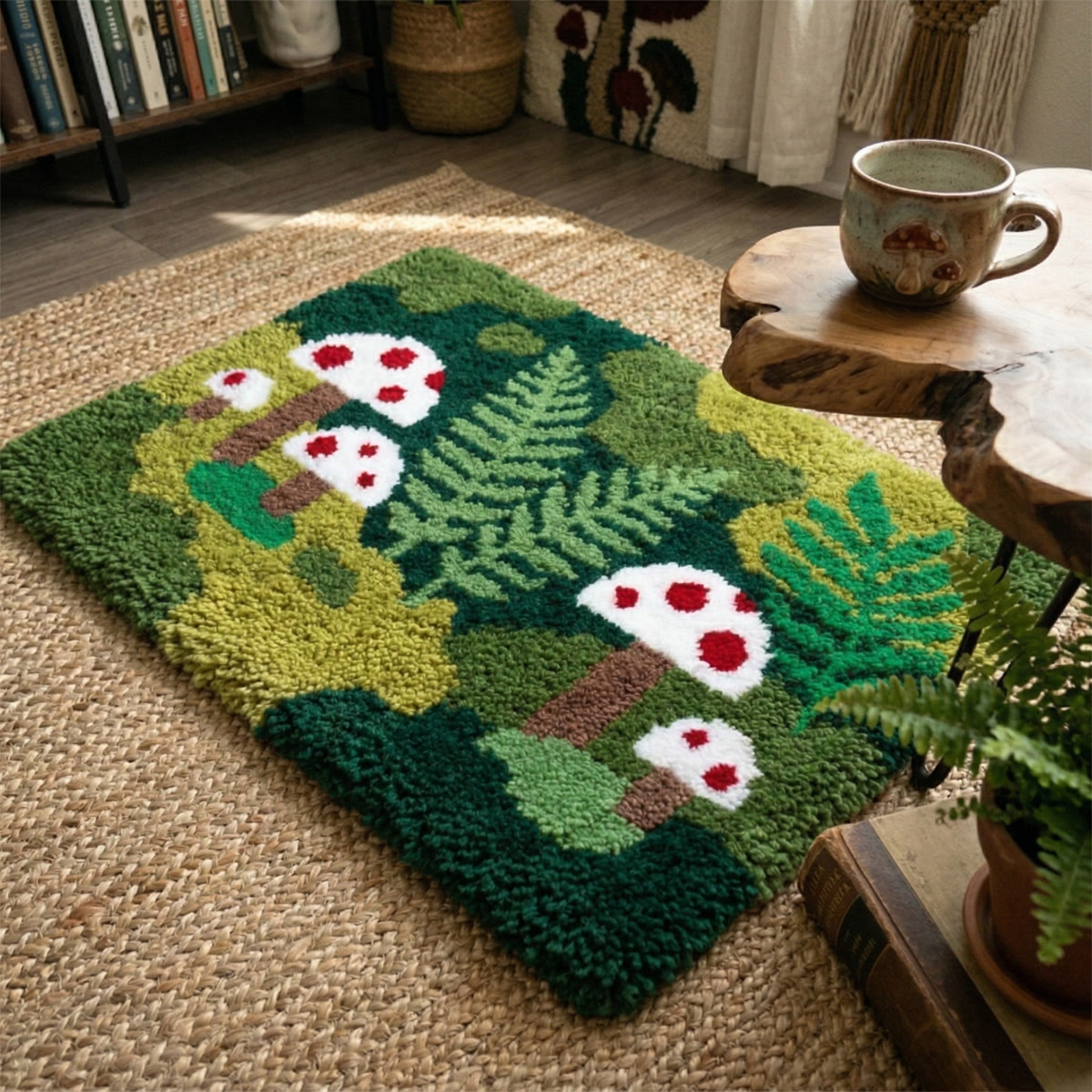 Rubbyoo Knüpfteppich-Set – Vintage-Pilz | Handgefertigter moderner Teppich | Weiches Plüsch-Bastelset - image 5