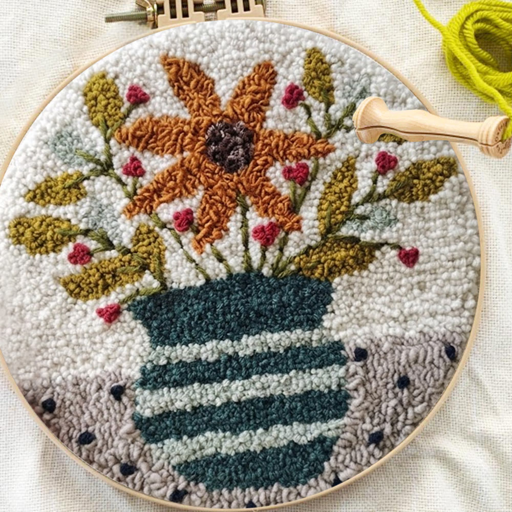 Wunderschöner Blumenstrauß in Vase – Punch-Needle-Set – Exquisite Wanddekoration | Ideal für handgemachte Geschenke - image 7