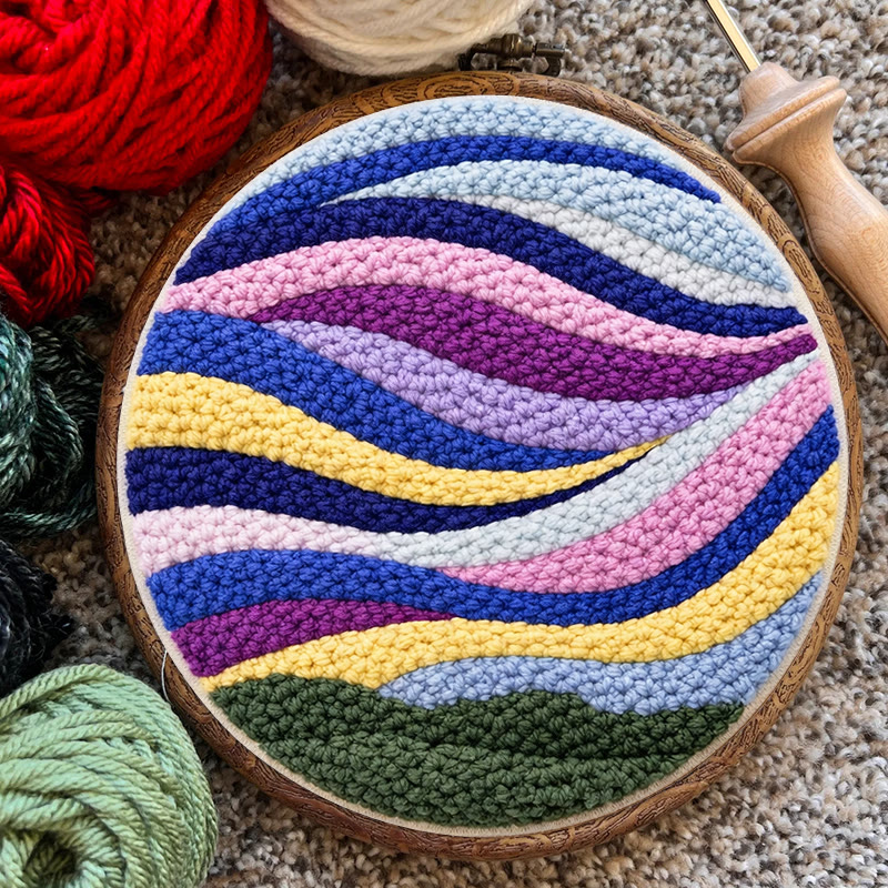 Regenbogenwellen-Punch-Needle-Set – Bastelset für Anfänger | Lebendiges Deko-Element für Zuhause - image 8