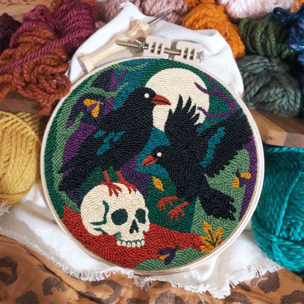 Midnight Raven Punch Needle Kit – Dunkle Ästhetik Stickrahmen | Gothic-Akzent für die Gruselsaison - image 5