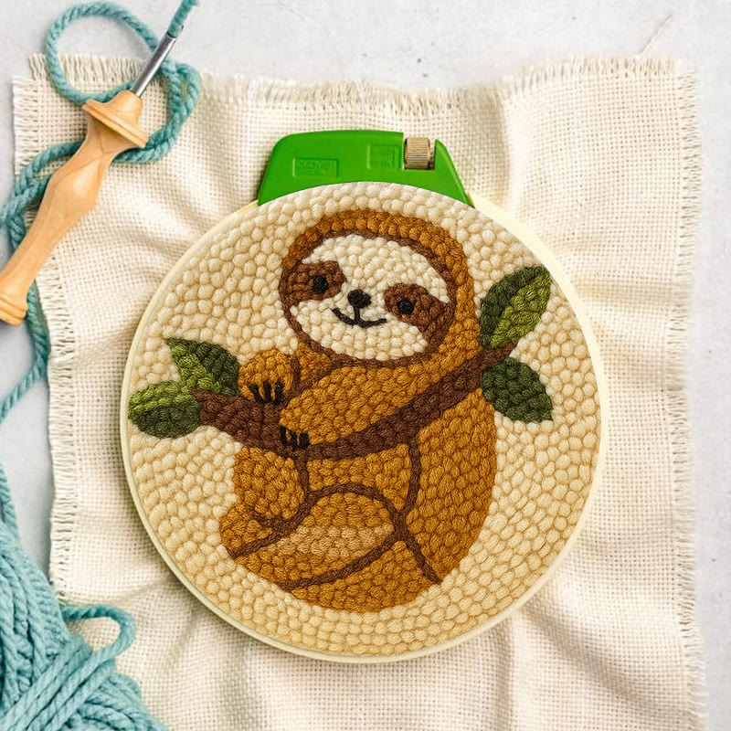 Kletterndes Faultier-Punch-Needle-Set – Entzückendes Tierhandwerk | DIY-Schreibtischdekor - image 4