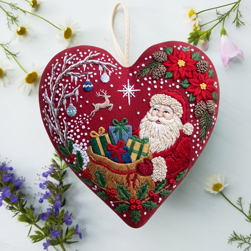 Rubbyoo Herz-Stickset – Fröhliche Weihnachtsgeschenke | Weihnachtsstern-Motiv mit Weihnachtsmann | Traditionelles Weihnachtsgeschenk - image 4
