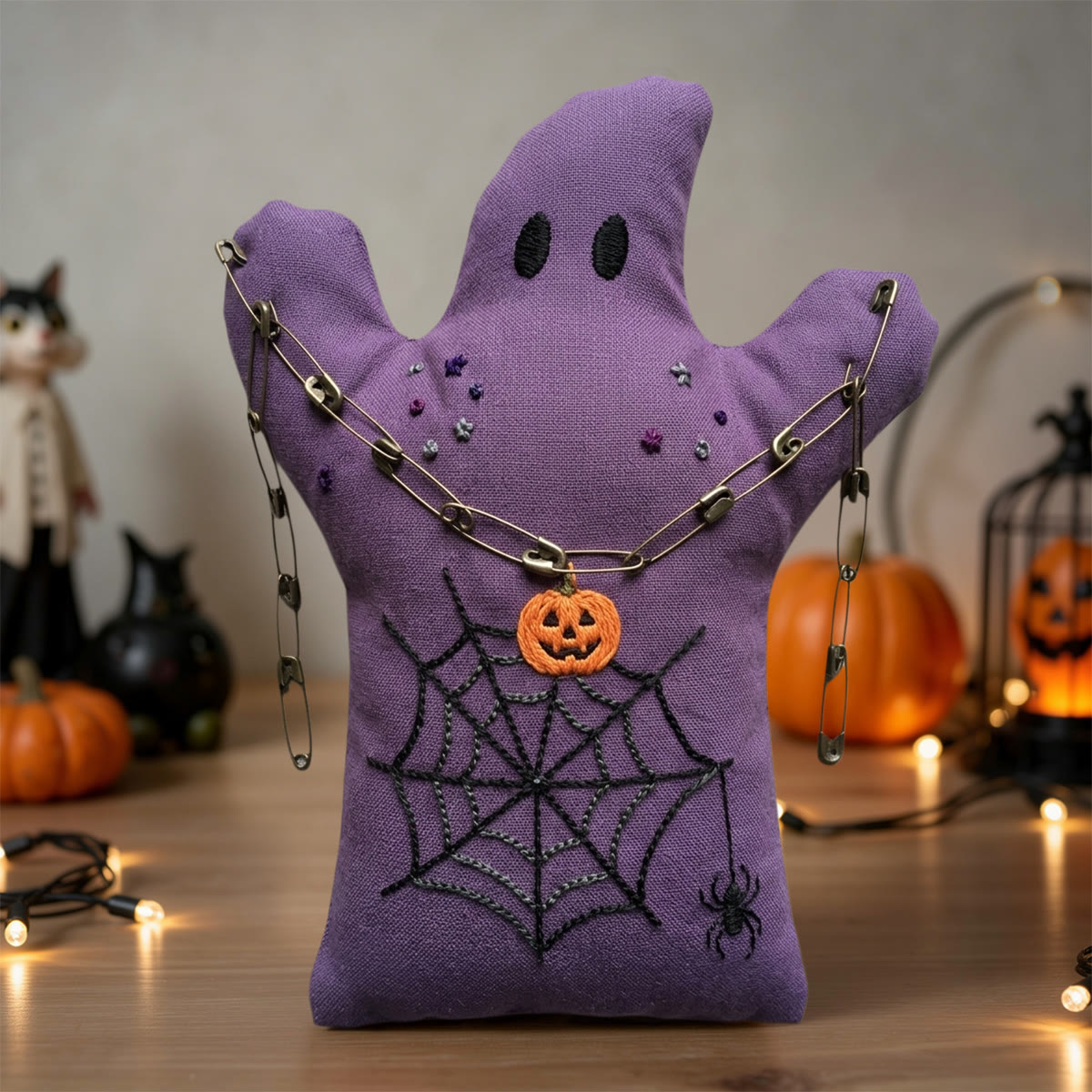 Rubbyoo Geister-Stickset – Kürbis-Spinnennetz | Vintage-Halloween-Geschenk für Anfänger | Festliche Dekoration für Zuhause - image 4