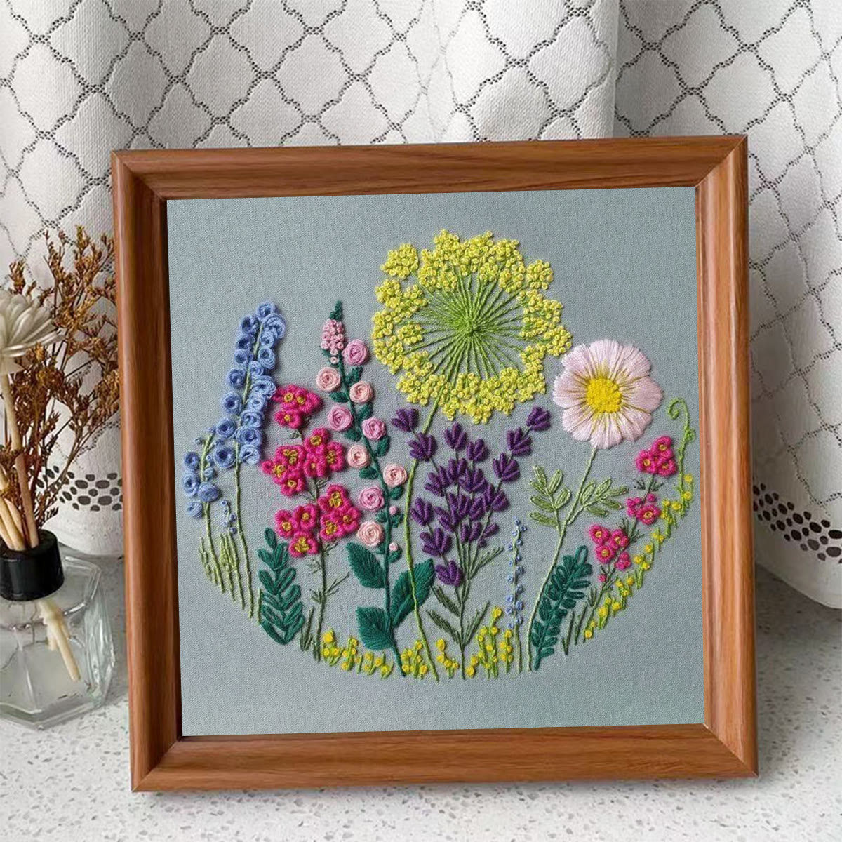 Rubbyoo Stickset – Wildblumen | Blumenstickmuster | DIY-Nähset - Stickset plus ein zusätzlicher Rahmen - image 10