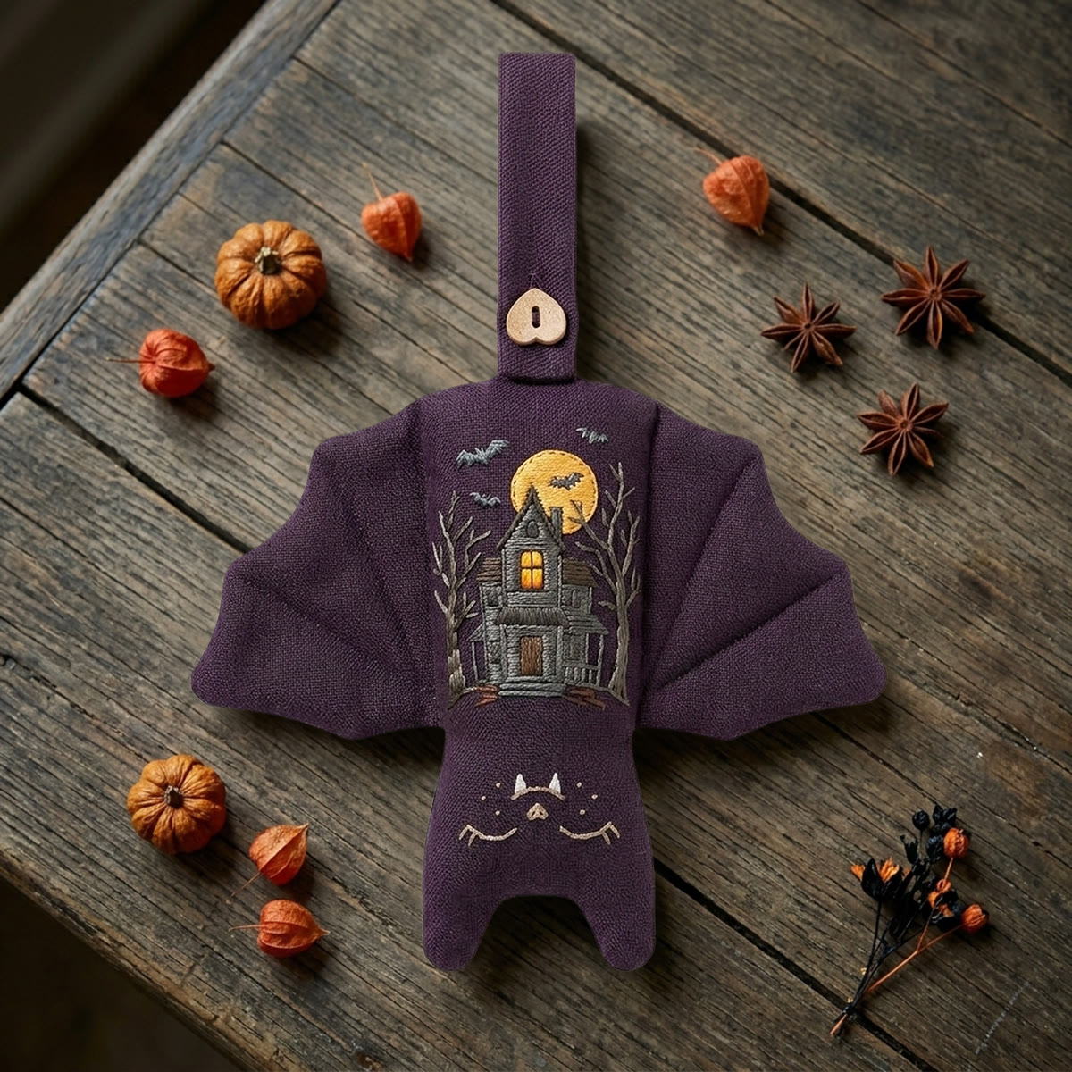 Rubbyoo Fledermaus-Stickset – Spukschloss | Dark Academia Fledermausporträt mit botanischen Akzenten | Halloween-Wanddekoration - image 9