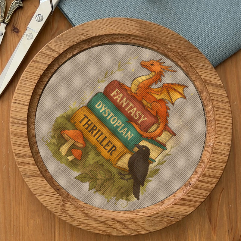 Kreuzstichset – Skurriler Drache mit Buch | Fantasy-Nadelspitze | Schöne Raumdekoration - image 8