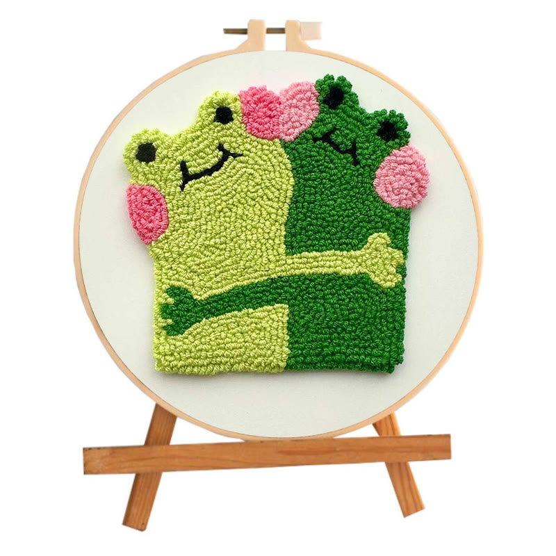 Punch Needle Kit „Umarmende Frösche“ – Kreatives Geschenk für Freunde | DIY-Untersetzer für Verliebte - image 10