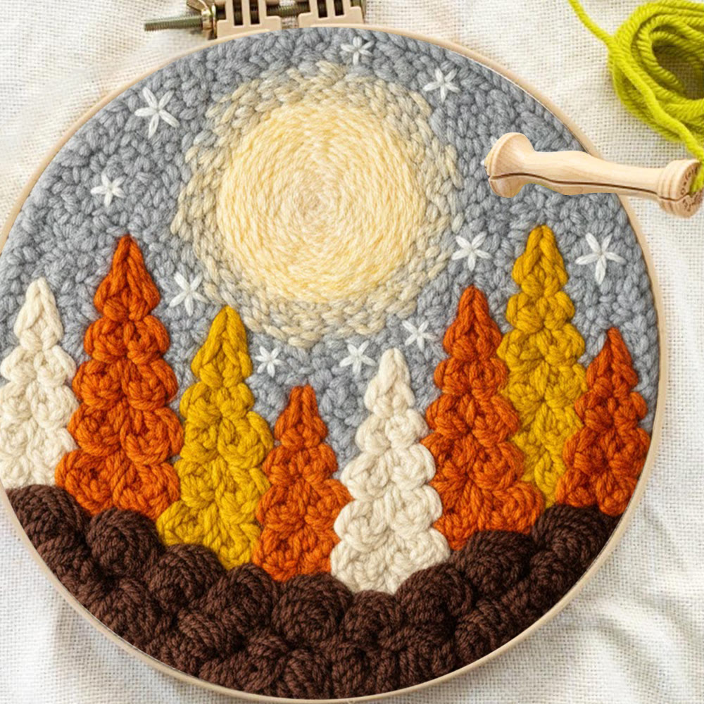 Goldener Wald Punch Needle Set – DIY-Kunsthandwerk | Perfekte Wanddekoration - image 7