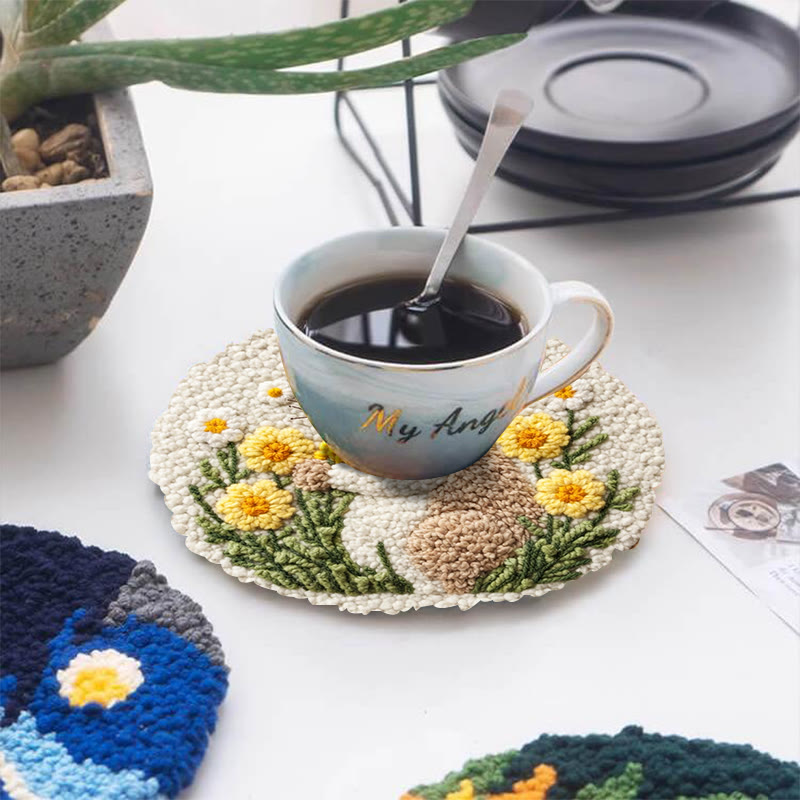 Gänseblümchen-Kuschelhase-Punch-Needle-Set – Kreatives Handarbeitsprojekt | Einfaches DIY-Projekt für Anfänger - image 5