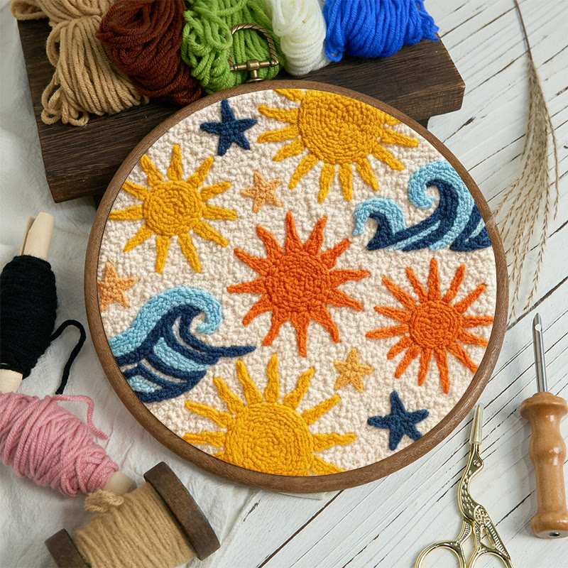 Punch Needle Set „Sonnige Küstenwelle“ – Fröhliches Basteln | Lebendige Wohndekoration - image 12