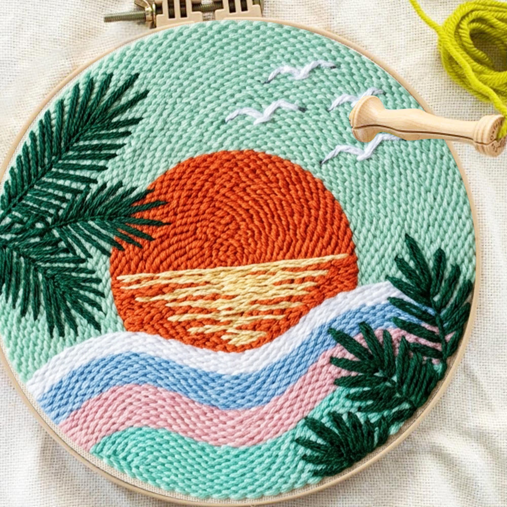 Vibrant Sunset Punch Needle Kit - Summer Landscape Art | Handmade Gift Idea - image 5