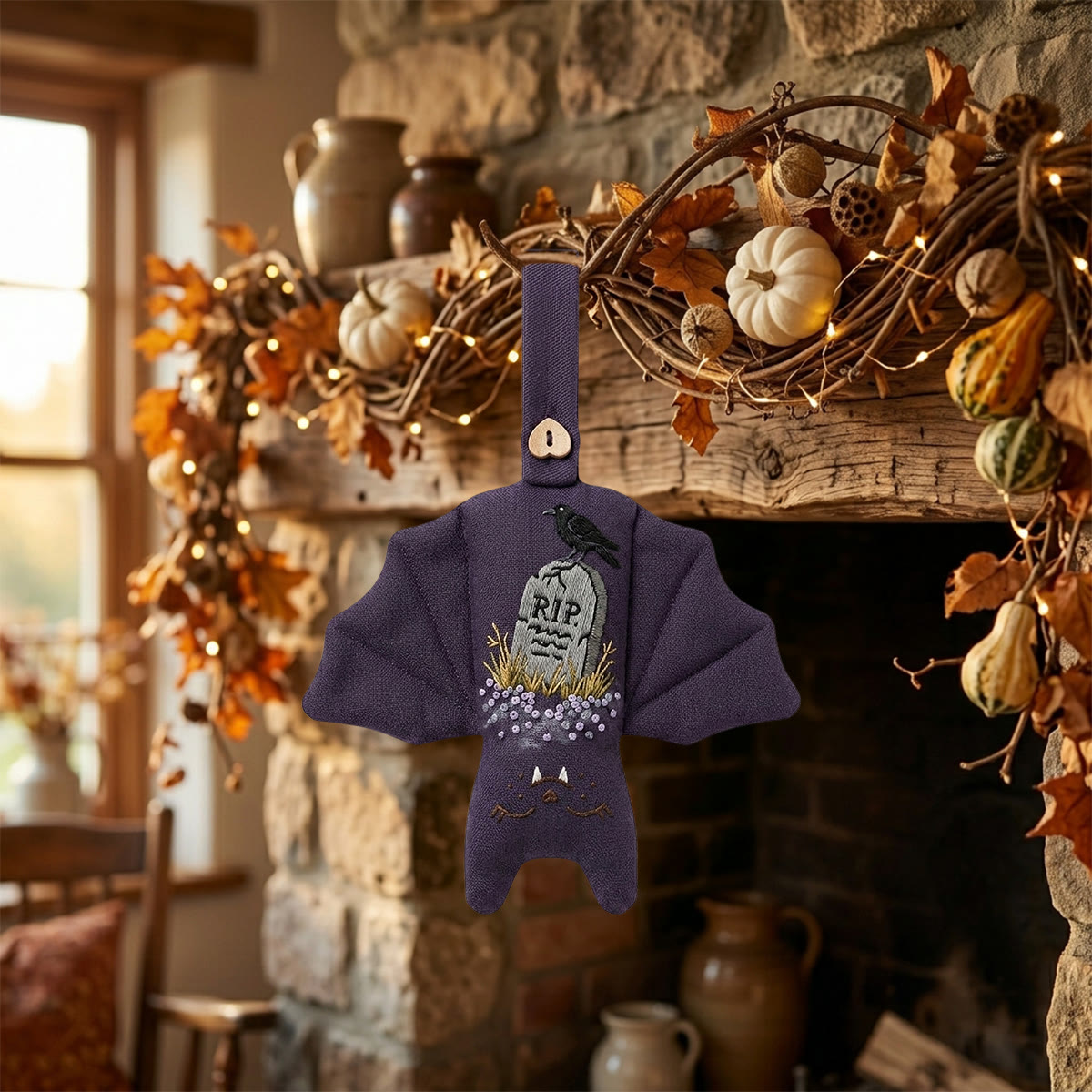 Rubbyoo Fledermaus-Stickset – Unheimliche Friedhofsszene | Dark Academia DIY-Bastelprojekt | Gruselige Halloween-Partydeko - image 11