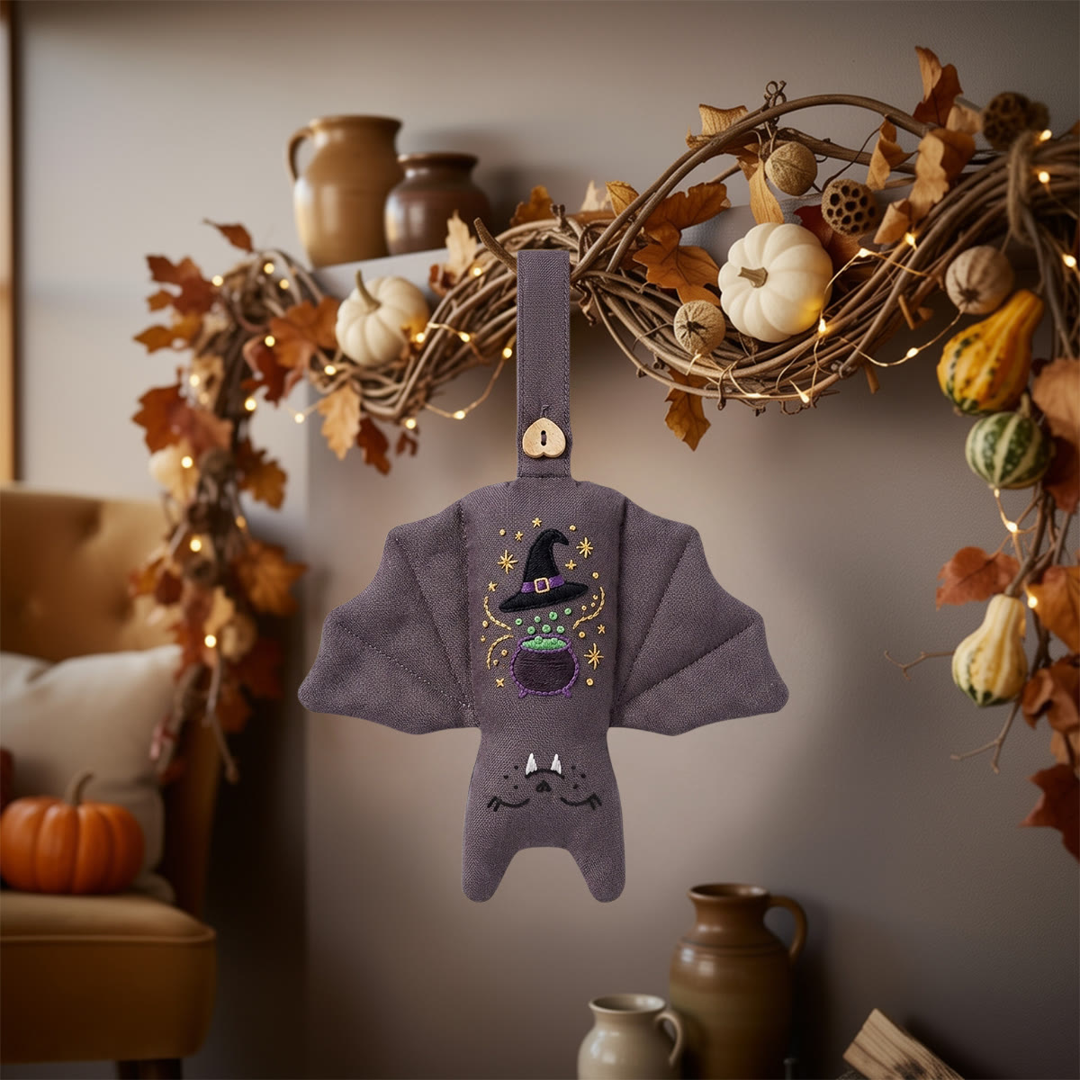 Rubbyoo Fledermaus-Stickset – Hexenkessel | Hexenhafte Halloween-Bastelidee für Anfänger | Festliche Kinderzimmerdeko - image 7