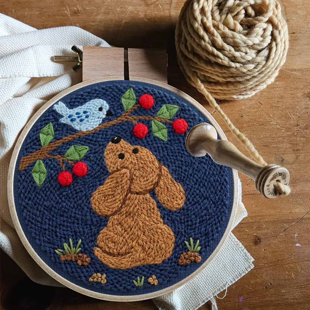 Niedliches Punch-Needle-Set mit Hund und Blaumeise – Gemütliche Wohndekoration | Personalisiertes Geschenk für Bastler - image 9