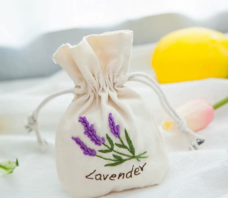 Handgefertigtes Beutel-Set mit Kordelzug | Botanische Handarbeit | Schmuckaufbewahrungsbeutel | Geschenkidee für Sie - Lavendel - image 7