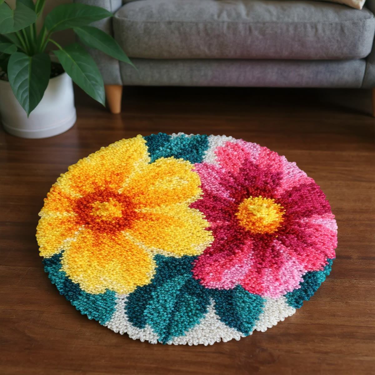 Rubbyoo Knüpfteppich-Set – Leuchtende Blumen | Bunte Fußmatte | Ästhetische Raumdekoration - image 6