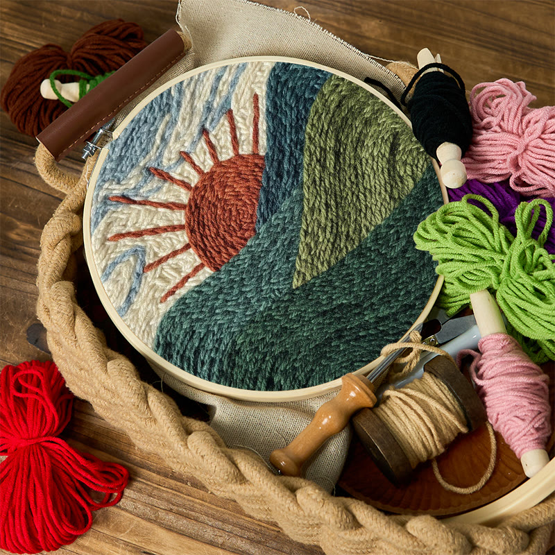 Punch Needle Set „Bergsonnenaufgang-Horizont“ – Anfängerfreundliches DIY | Ruhige Wohnatmosphäre - image 11