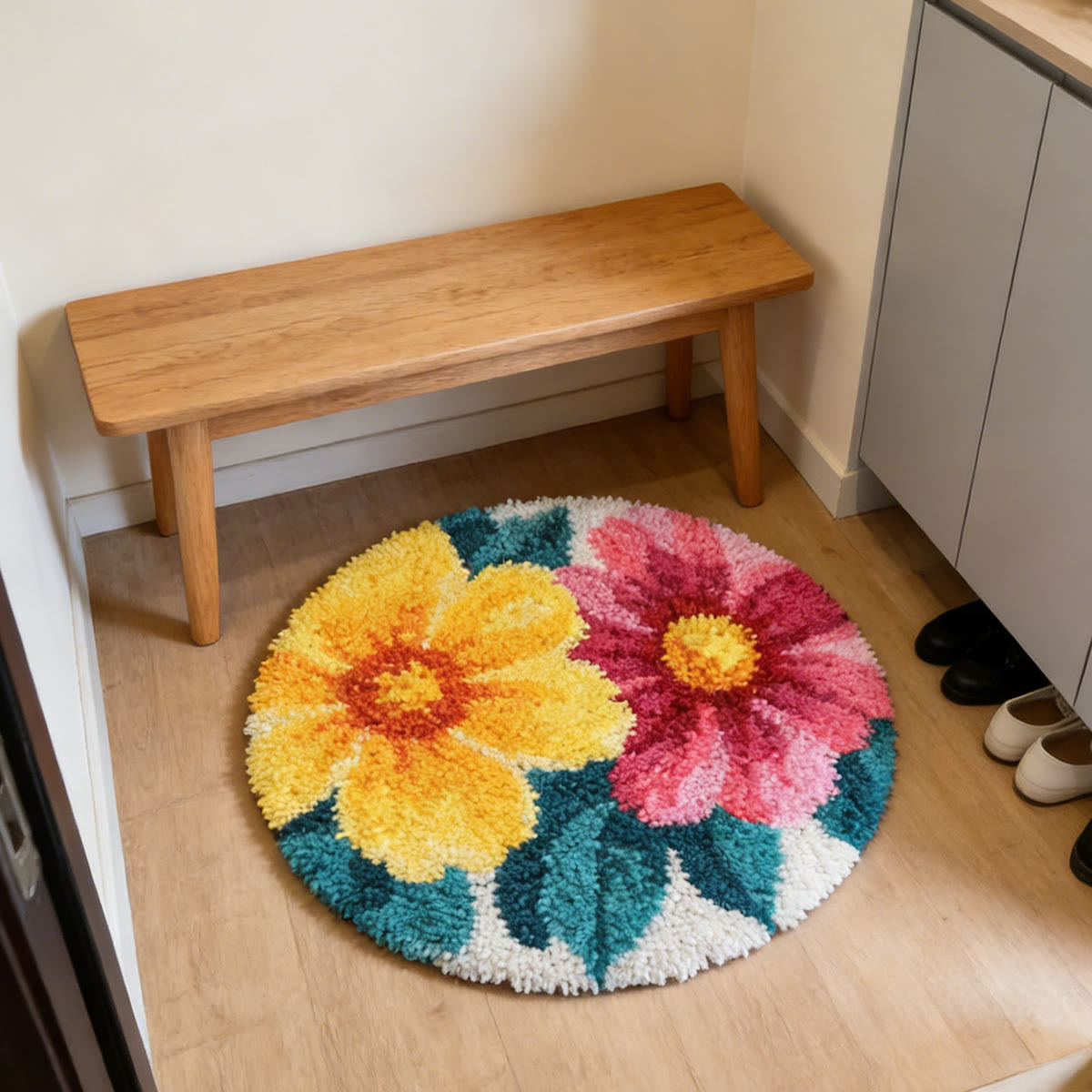 Rubbyoo Knüpfteppich-Set – Leuchtende Blumen | Bunte Fußmatte | Ästhetische Raumdekoration - image 5