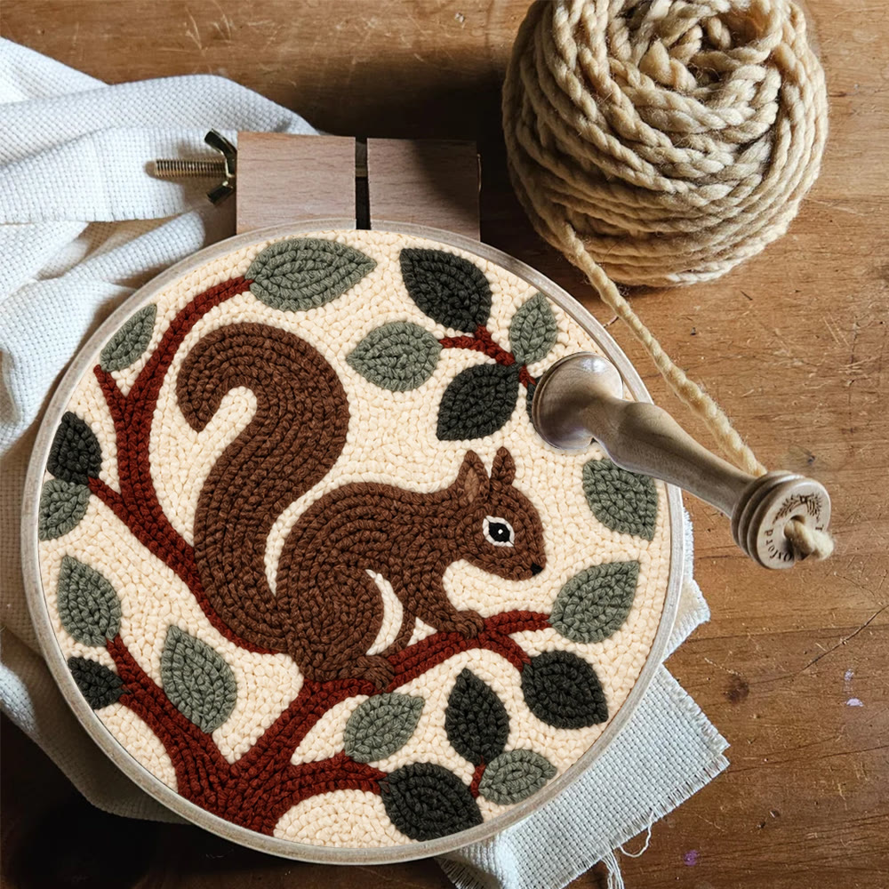 Eichhörnchen-Punch-Needle-Set – Handgenähtes, getuftetes neues Hobby | Wunderschönes Geschenk mit Tiermotiven für Kinder - image 6