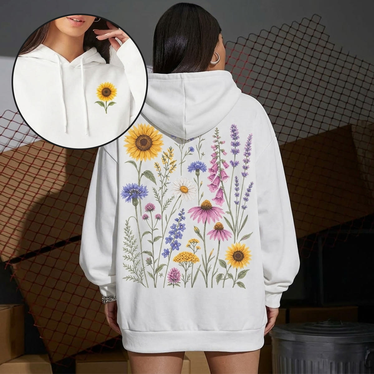 Rubbyoo Unisex-Hoodie „Sonnenblumengarten“ für Blumenliebhaber - image 4