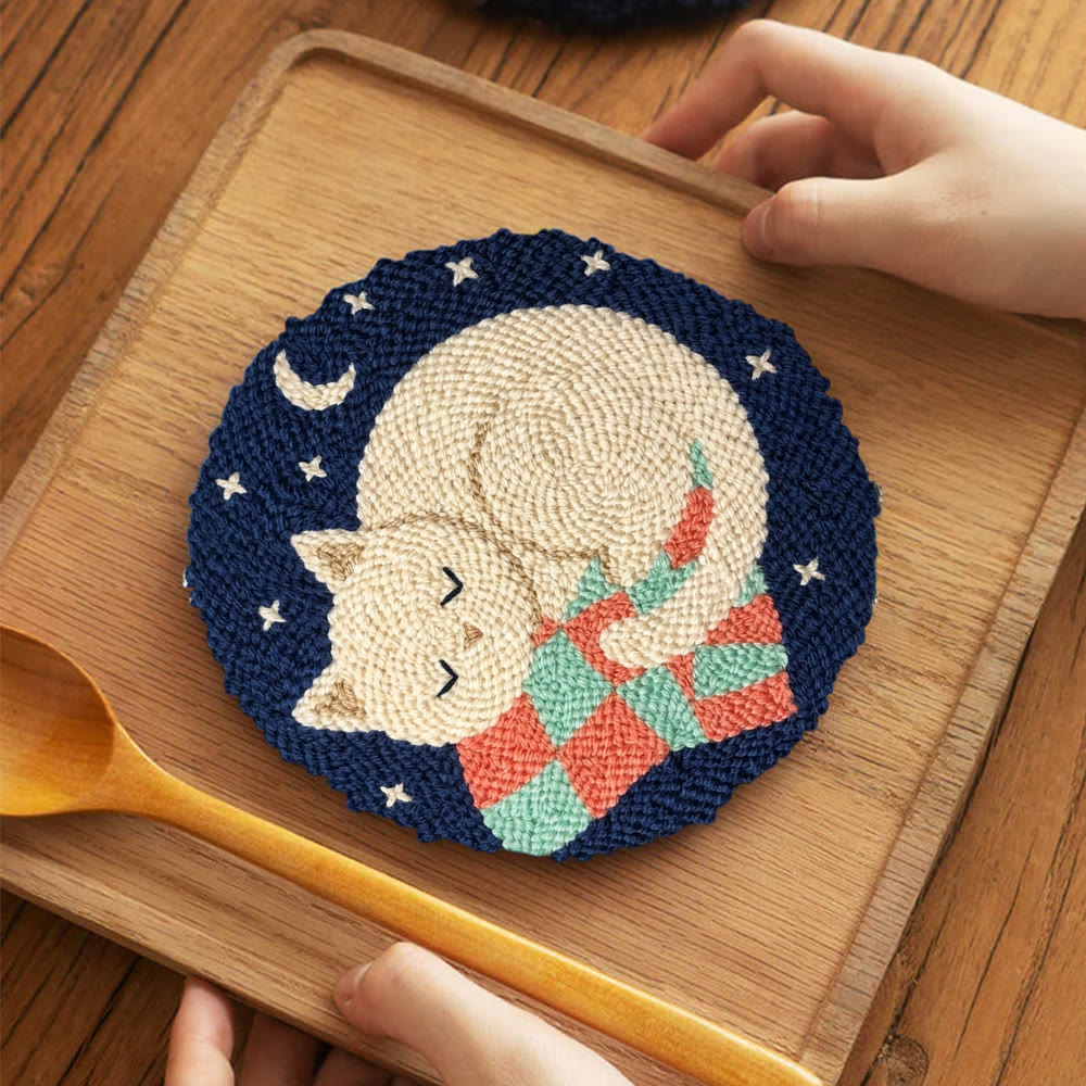„Schlafende Katze“ Punch Needle Set – Alles in einem DIY-Bastelset | Hübsches Geschenk für Freunde - image 10