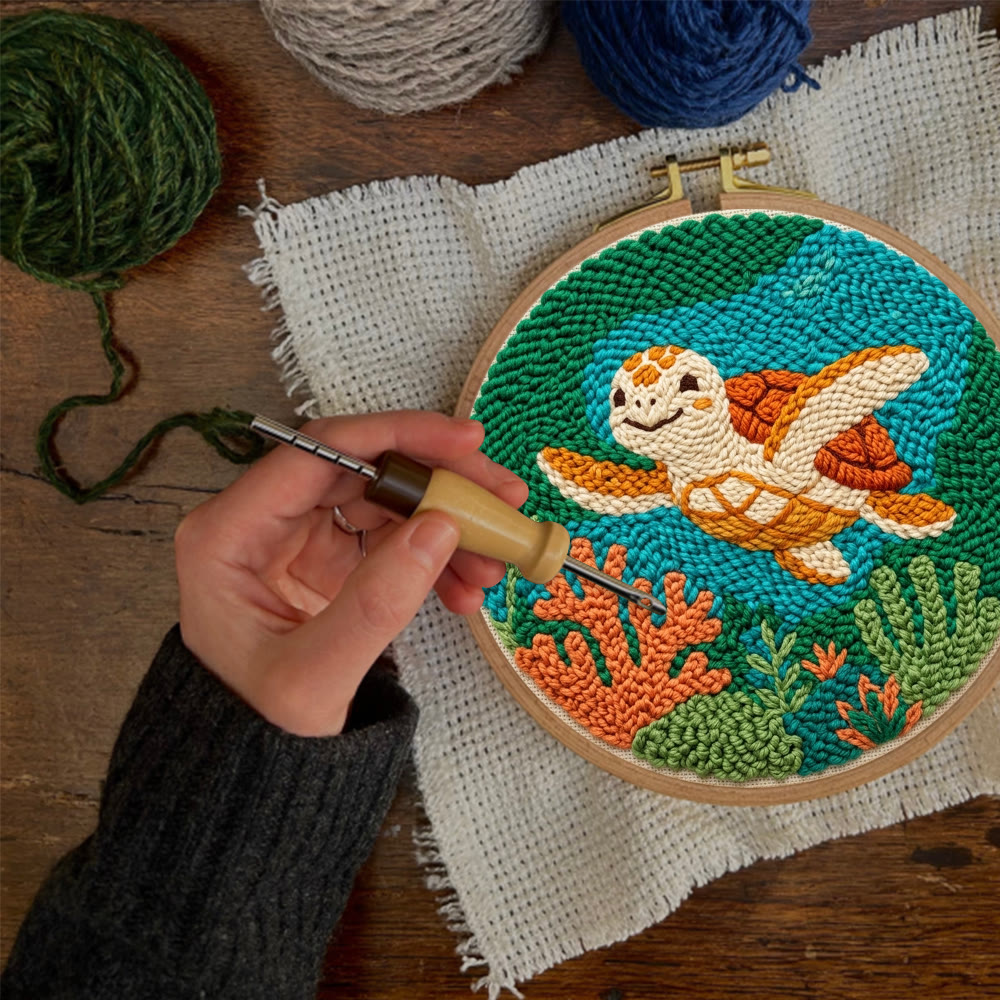 Wunderschönes Punch-Needle-Set mit Meeresschildkröten – Einfaches Bastelprojekt für Anfänger | Perfektes Geschenk für Naturliebhaber - image 4