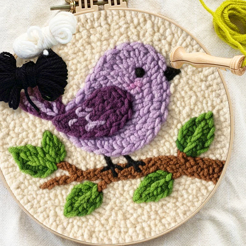 Punch-Needle-Set „Lila Vogel auf dem Sofa“ – Entspannendes Bastelprojekt | Zarte Dekoration für Ihr Zuhause - image 11