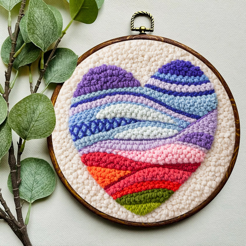 Lebendiges Herz-Punch-Needle-Set – Bastelidee | Perfektes Geschenk für Mama - image 9