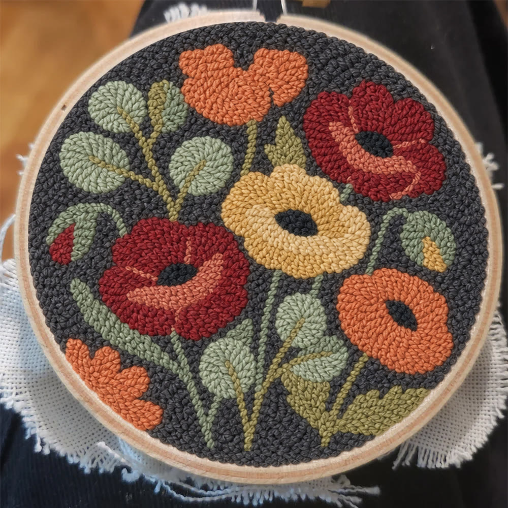 Vintage Bloom Punch Needle Set – Rustikales Gartenmotiv | Aufwendiges Blumenkunstwerk - image 2