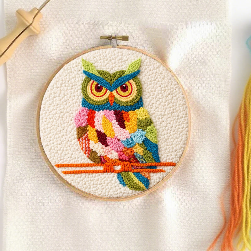 Buntes Eulen-Punch-Needle-Set – Handgefertigte Kunstprojekte | Hübsche Tier-Dekoration für Zuhause - image 8