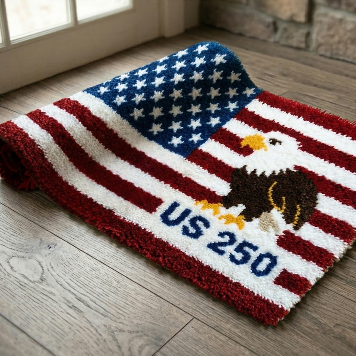 Rubbyoo Knüpfteppich-Set – Amerikanischer Adler | Festliche Heimdekoration | DIY-Handarbeit - image 4