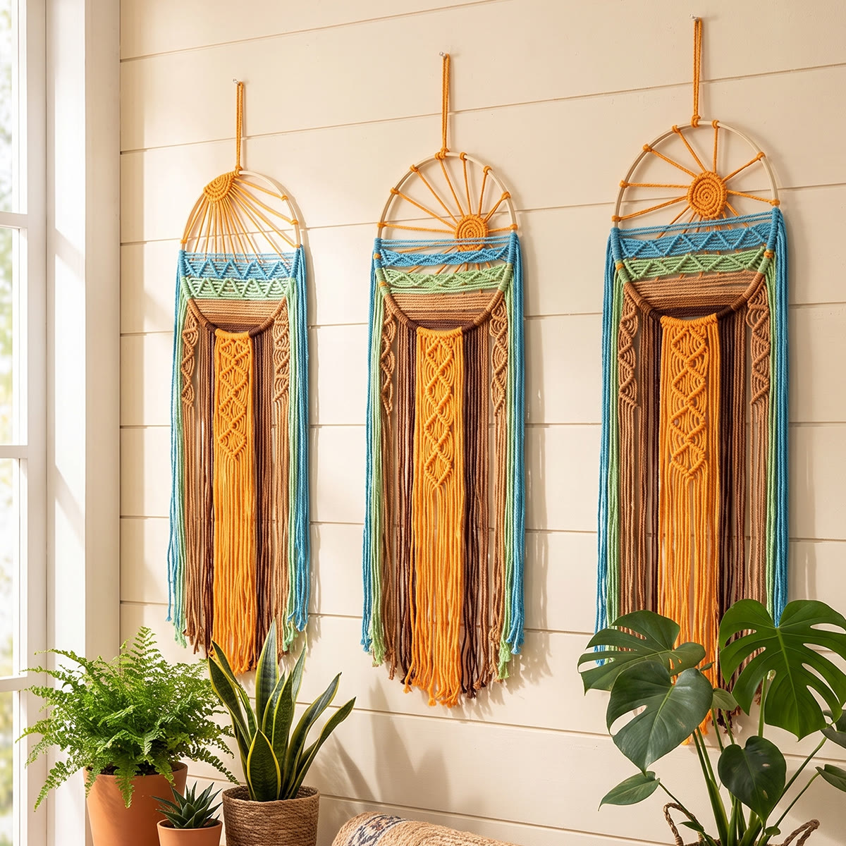 Rubbyoo Wandbehang „Sunburst Boho“ – Handgefertigtes Quasten-Kunstwerk | Dekoration für Küstenresort-Zimmer - image 1