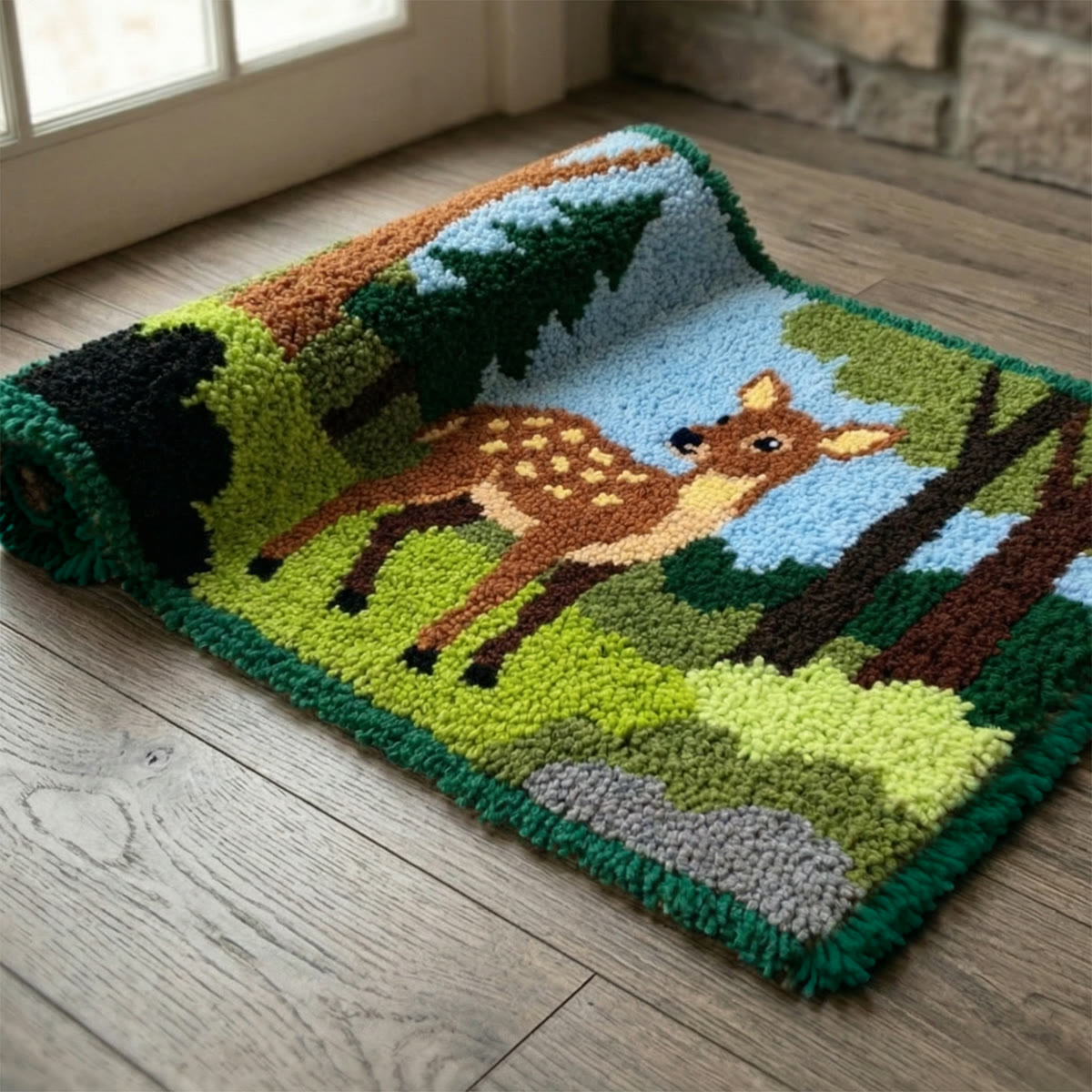 Rubbyoo Knüpfteppich-Set – Rehkitz | Handgefertigter Teppich | DIY-Geschenk für Einsteiger - image 5