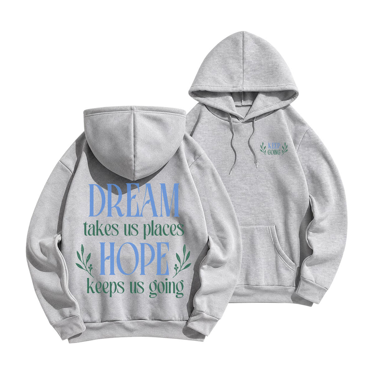 Rubbyoo Unisex-Hoodie „Hoffnung hält uns am Laufen“ - Grau - 2XL - image 22