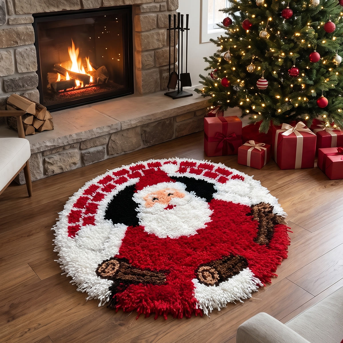 Rubbyoo Knüpfteppich-Set – Fröhlicher alter Heiliger | Gemütliche Fußmatte für Weihnachtsfeiern | Handgefertigter Einzugsteppich - image 9