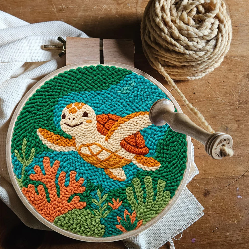 Wunderschönes Punch-Needle-Set mit Meeresschildkröten – Einfaches Bastelprojekt für Anfänger | Perfektes Geschenk für Naturliebhaber - image 6