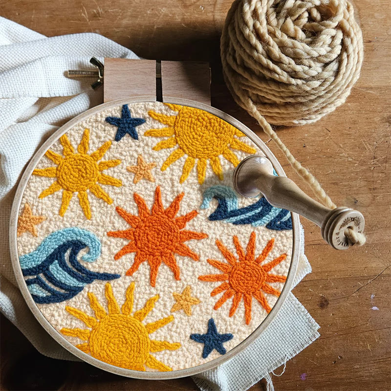 Punch Needle Set „Sonnige Küstenwelle“ – Fröhliches Basteln | Lebendige Wohndekoration - image 10