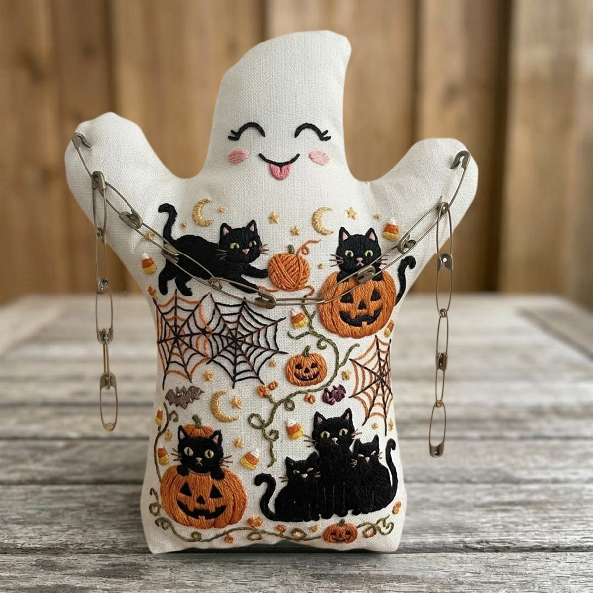Rubbyoo Geister-Stickset – Freche Kätzchen mit Kürbislaterne | Handgemachtes Einzugsgeschenk | Halloween-Wanddeko fürs Kinderzimmer - image 4