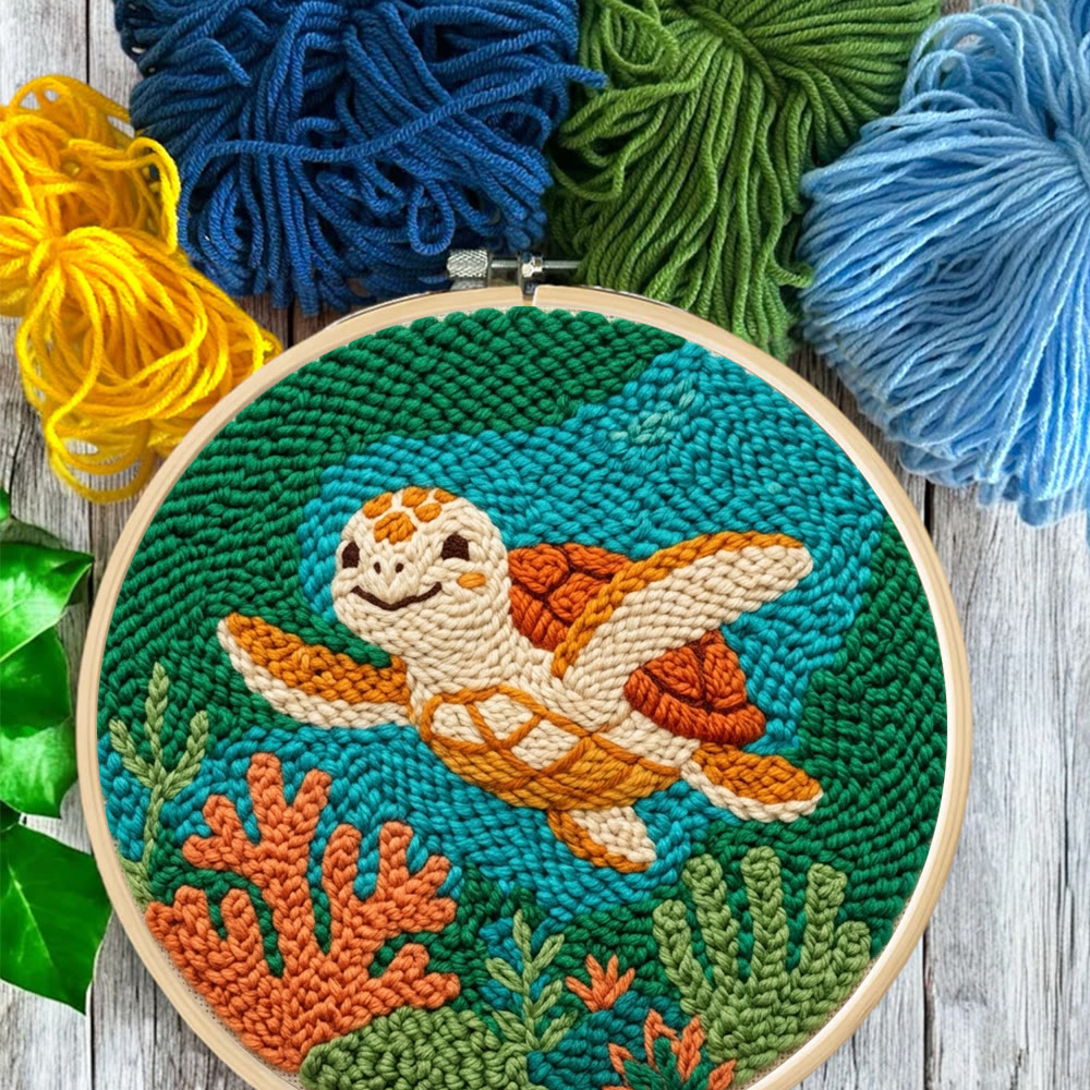 Wunderschönes Punch-Needle-Set mit Meeresschildkröten – Einfaches Bastelprojekt für Anfänger | Perfektes Geschenk für Naturliebhaber - image 8